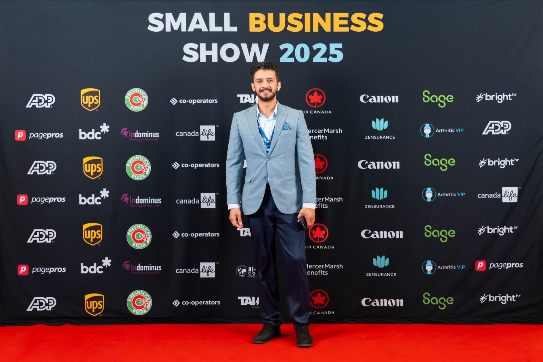 Latif Rahimi on the red carpet at Small Business Show 2025 in Canada.
